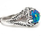 Blue Fire Opal 925 Solid Sterling Silver Filigree Ring Jewelry Sz 6 PC12-6 — photo 2