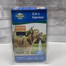 PetSafe 3-in-1 Dog Harness Medium Black Gray  No Pull w/ Two Point Control Leash