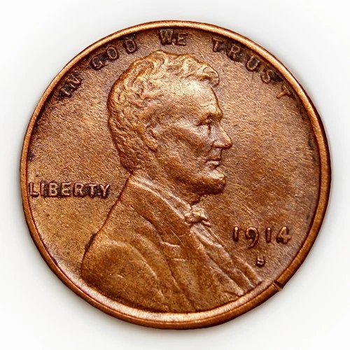 1914 s lincoln wheat cent penny AU
