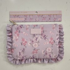 Target Loveshack Fancy x Yoobi Accesory Pouch NWT Purple Floral with Ruffles
