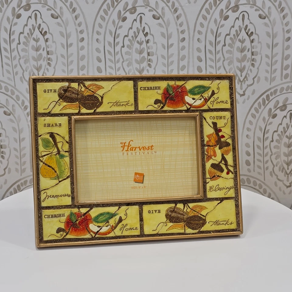 Harvest Festival Tabletop Picture Frame 4"x6" Photo Give Thanks Count Blessings - Image 3 of 4