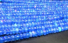 Ethiopian Opal Plain Rondelle Beads 4-6mm 8Inch Natural Blue Opal Fire Beads DIY