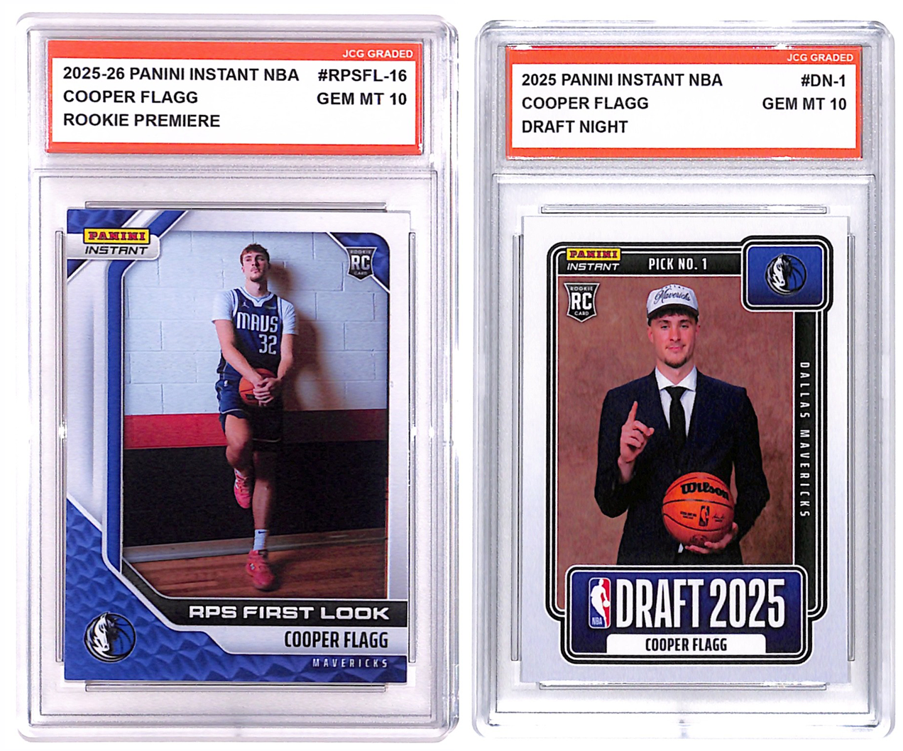 Cooper Flagg 2025 NBA Draft Panini Instant & RPS Rookie Graded Gem Mint 10