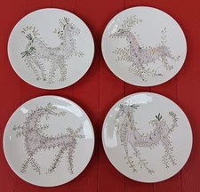 Haviland Limoges Set of (4) 10" Plates - MCM Fantasy Horse Designs Danish ?
