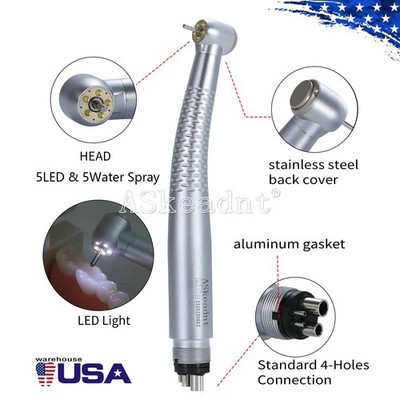 Dental Shadowless 5 Lamps Lights High Speed LED Handpiece 5 Spray 4 Hole Ceramic