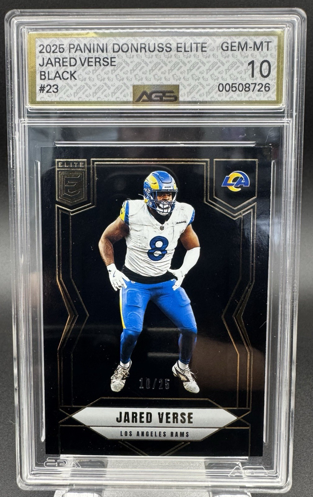 2025 Panini Donruss Elite Jared Verse Black 10/25 #23 AGS 10