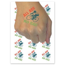 All Ass No Gas Bike Riding Temporary Tattoo Water Resistant Fake Body Art Set