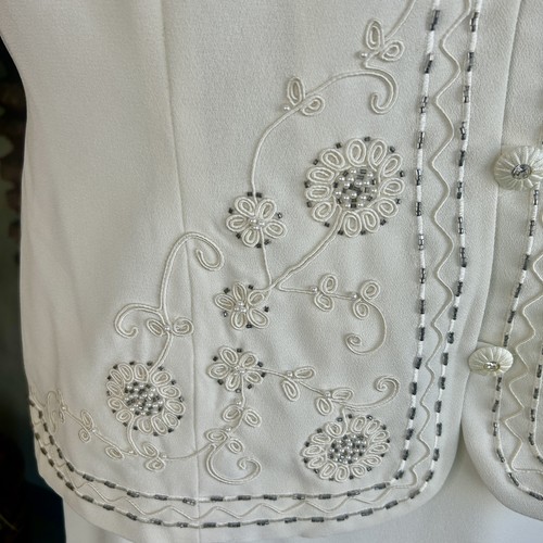 Karen Kwong for R & M Richards Ivory Embroidered Formal Skirt Suit NWT Size 18 - Picture 10 of 11
