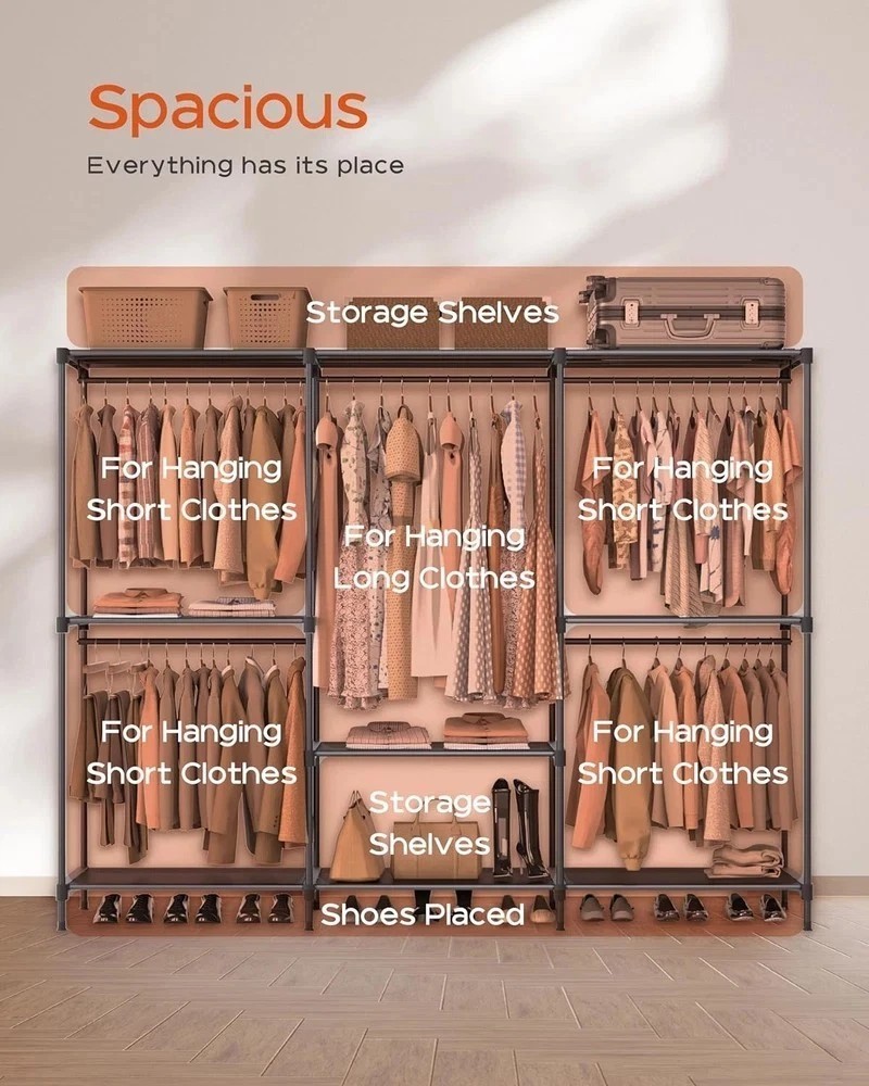 Clothes Rack, Portable Closet, 80.7 Inch Extra Large Capacity Wardrobe Closet, C