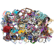 20 LB Bulk Beaded Costume Jewelry Lot Unsorted Craft Repair Resell Turq Cuff