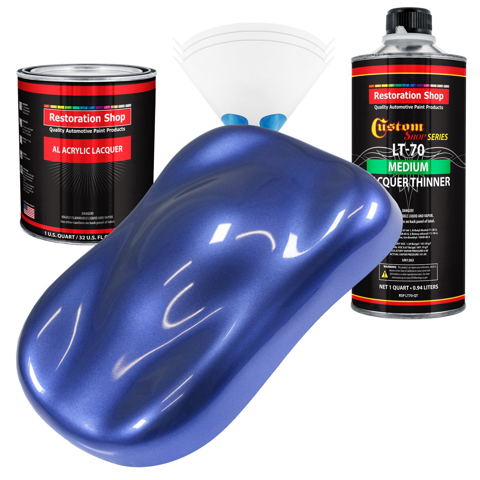 Indigo Blue Metallic Acrylic Lacquer Quart Car Paint Kit with Medium Thinner