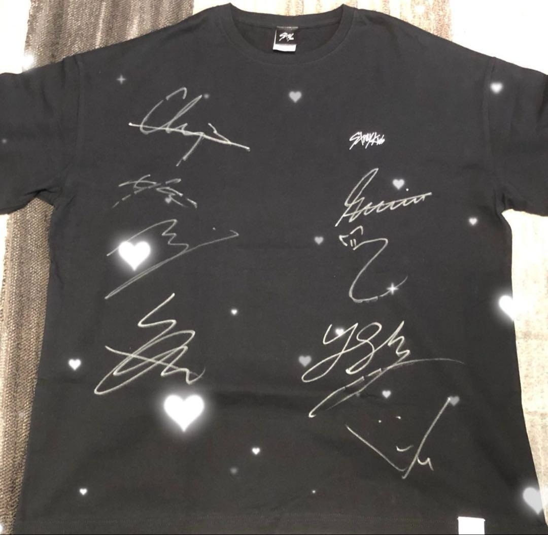 Stray Kids T-shirts signed all members Autographed signature size