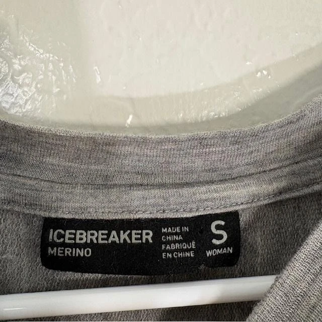 Icebreaker 衬衫女式小号灰色美利奴羊毛 3/4 袖圆领轻便 — 第 4/4 张图片