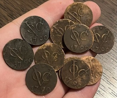 INTERESTING 1700s 1 New York Penny East Dutch India VOC Colonial Era Old 1 Coin