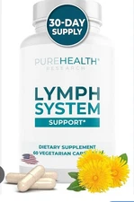 Lot of 2 Pure Health Research Lymph Health System Support 60 Caps EXP 11/26