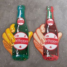 VINTAGE DRINK DR PEPPER RED GREEN US GASOLINE OIL GAS PUMP ENAMEL PORCELAIN SIGN