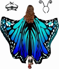 Halloween Butterfly Wings Costume for Womens, Moth Wings Butterfly Cape Adult Co