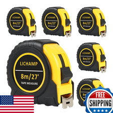 Lichamp 27FT/8M SAE/Metric Tape Measure 6-Pack Retractable Easy Read