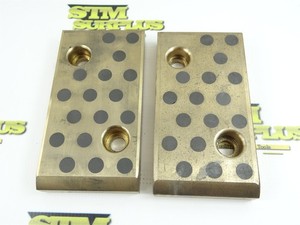 PAIR OF SELF-LUBRICATING BRONZE & GRAPHITE SLIDE PLATES 6" X 3" X 3/4"