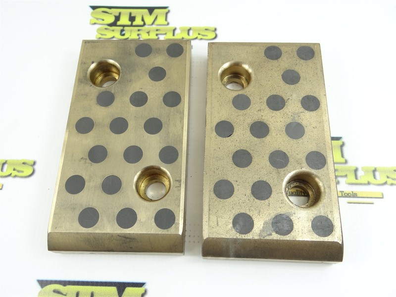 PAIR OF SELF-LUBRICATING BRONZE & GRAPHITE SLIDE PLATES 6" X 3" X 3/4"