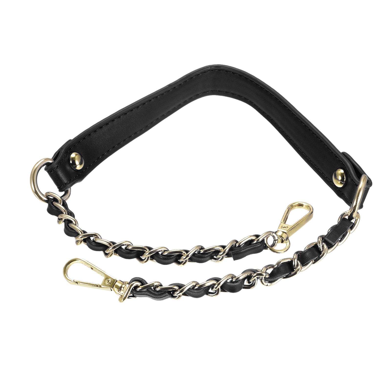 "2pcs 24\" Iron Flat Chain Straps Purse Shoulder Bag DIY Replacement Black Gold"