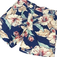 Polo Ralph Lauren Shorts Mens 38 Navy Vintage 80s Floral Pleated Made in USA