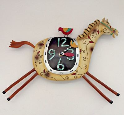 Allen Designs Michelle Allen Horse Play Wall Clock Working - Missing Pendulum