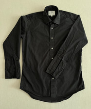 Harvie & Hudson Dress Shirt Mens 15 38 Black Cotton Jermyn Street French Cuff