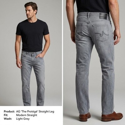 AG Adriano Goldschmied The Protege Straight Leg Mens Gray Jeans 34x34 1049FTM