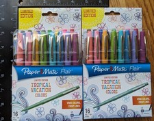 new 2 Sets of 16 PAPER MATE Flair Felt Tip Pens TROPICAL VACATION COLORS Limited