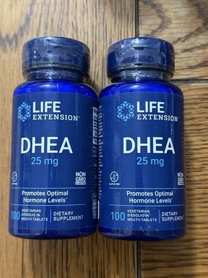 Life Extension DHEA 25mg Vegetarian Capsules 100 Count Lot Of 2 2027 FAST FREE