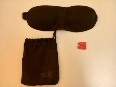 Dream Essentials Contoured Sleep Mask- Black with carry bag and ear plugs