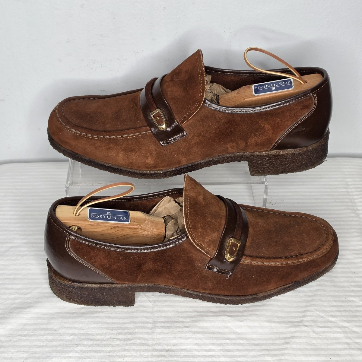 VTG Mens Rockabilly Retro Hush Puppies Brown Suede Loafers  display picture 2