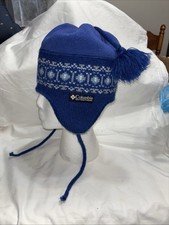 Columbia Ear Flap Beanie Hat Cap Youth One Size Blue