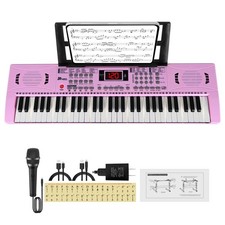 61 Key Electronic Keyboard, Kids Portable Music 30 x 9.4 x 2.4 inches, Pink