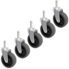 Casters for Brute Trash Bin Dolly Set of 5 3-Inch Replacement Wheels 375LBs