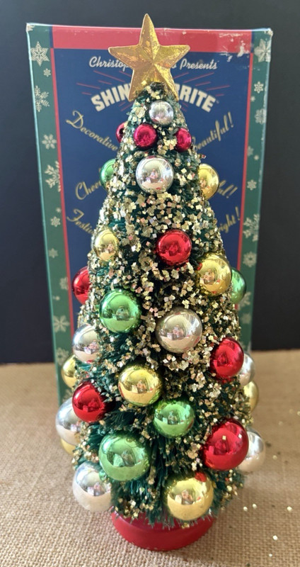 Radko ShinyBrite Sparkletown  BottleBrush Xmas Tree Multicolor ornaments  9” NEW