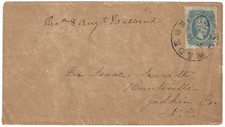 CSA #11, 10c Blue, tied to cover by Wadesboro, NC pmk, to Huntsville, NC, fine