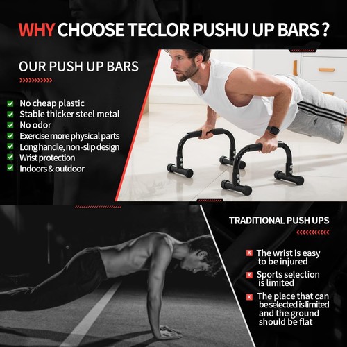 Push Up Bar,9.5in High Parallettes Bars Great for L-sit, Sturdy Black - 第 7/8 張圖片