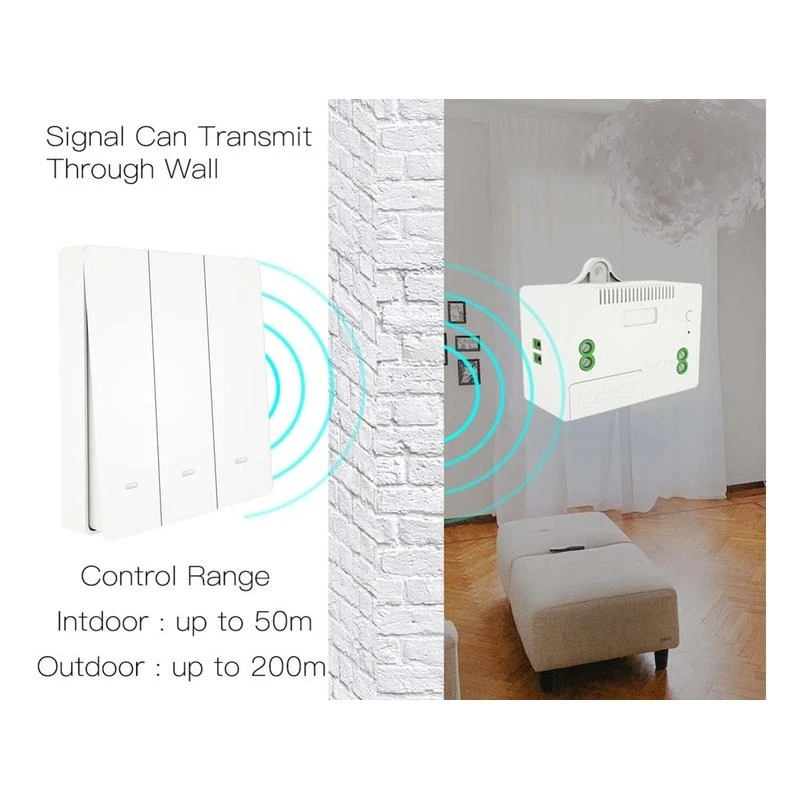 Interruttore RF Wireless Telecomando Senza Batteria Pila 3 Tasti Impermeabile IP - Immagine 2 di 3