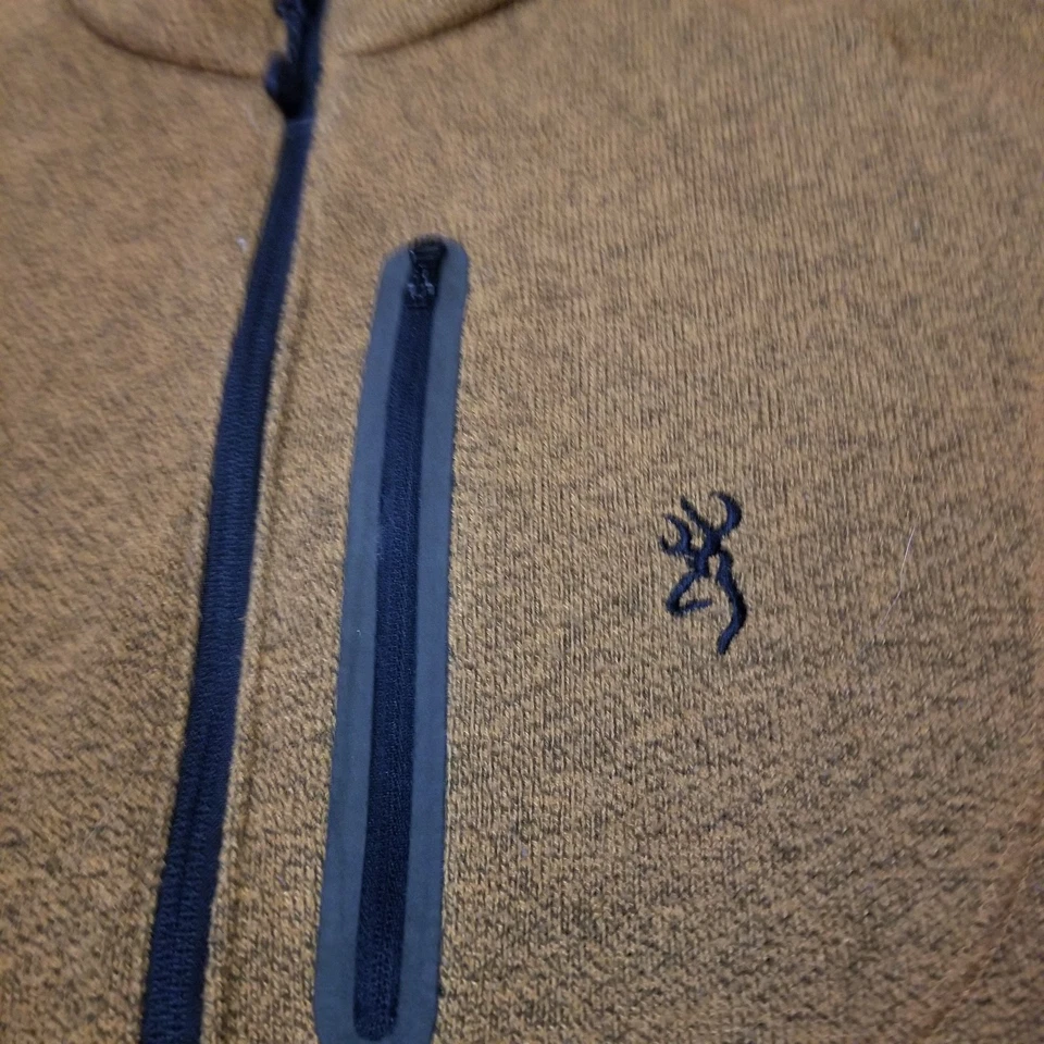 Suéter Browning Para Hombre Polar Cremallera Completa Marrón Jaspeado Color XL Exterior Informal Foto 2 de 4