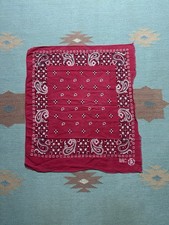 Vintage cotton bandana handkerchief paisley geometric worn soft red workwear