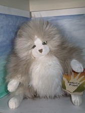 Folkmanis Fluffy Cat Plush Hand Puppet Gray White Hair Moveable Mouth NOS