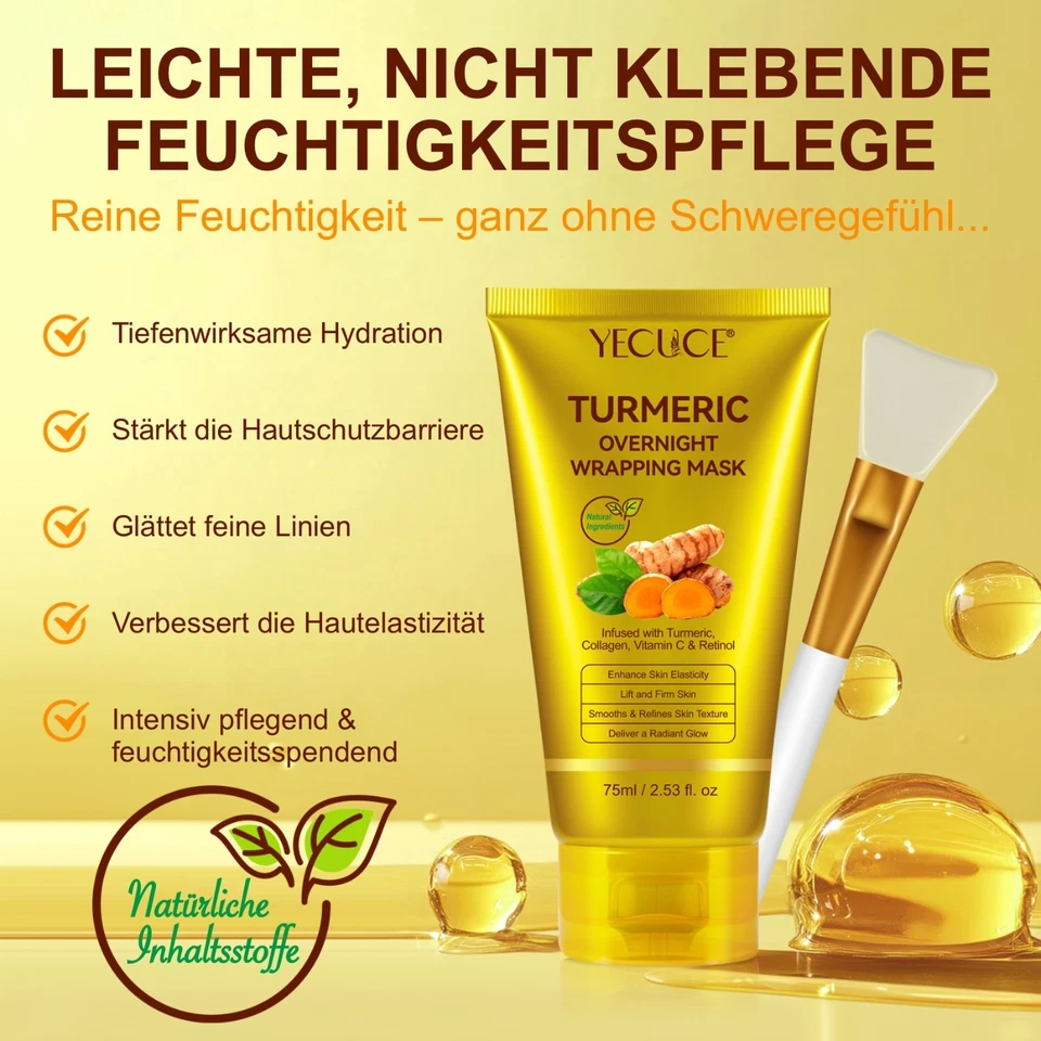 Kollagen Maske Nachtmaske Gesicht Wrapping Mask mit Retinol Vitamin C Kurkuma - Bild 2 von 4