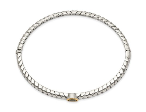 3/4Carat (ctw) Natural Green Peridot Bangle Bracelet in Sterling Silver - Picture 4 of 4
