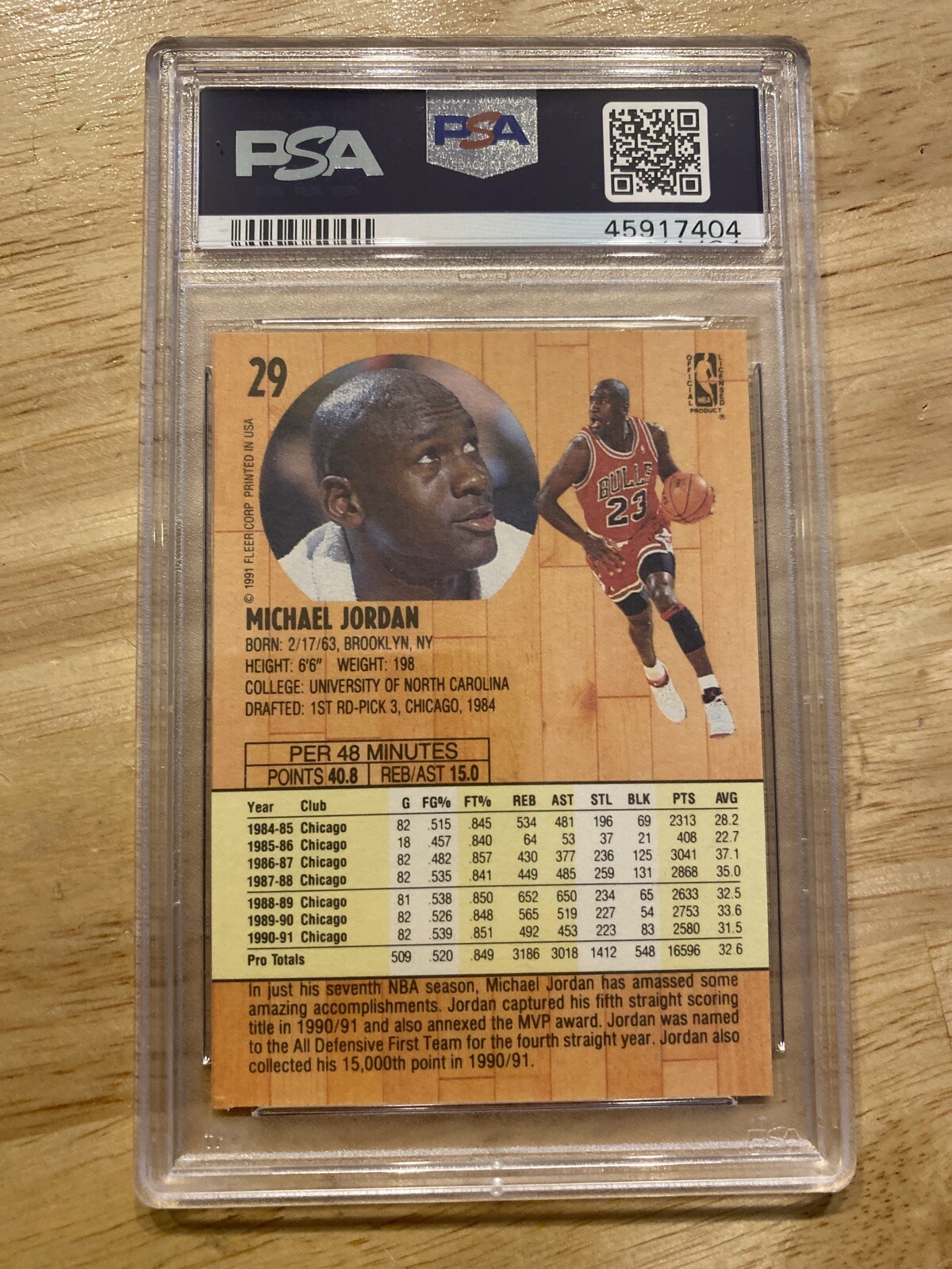Michael Jordan PSA 6.5 Basketball Card Fleer Chicago Bulls Vintage MJ NBA 1991 view 8