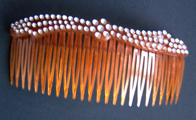 Vintage Tortoise Hair Comb w Rhinestones Vintage USA Tortoise Brown Hair Comb w/ Rhinestones Hair  main image 3