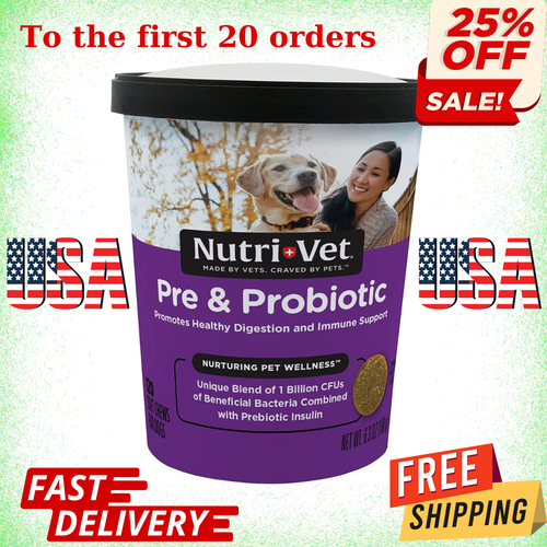 NutriVet Pre and Probiotic for Dogs Digestive Health Support 120 Soft