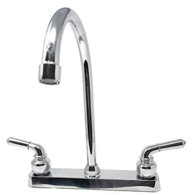 8'' Center Two-Handle Plastic Body, Tall Stainless Steel Spout Kitchen Faucet