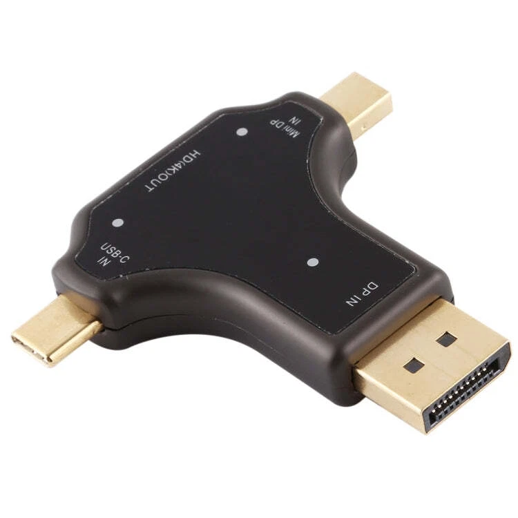 D63A DisplayPort + Mini DP + UCB-C / Type-C Male to HDMI Female 3 in 1 Adapter,  - Image 2 of 4